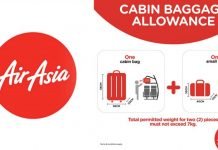 AirAsia宣布7月7日起,可随身携带2件不超过7kg的手提行李登机!